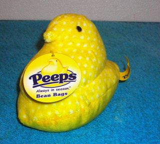 PEEPS YELLOW WITH WHITE POLKA DOTS EASTER CHICK 6 PLUSH BEAN BAG TOY