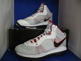 Nike Lebron 8 V/2 SZ 8 WHITE BLACK SPORT RED MIAMI HEAT JAMES VIII 
