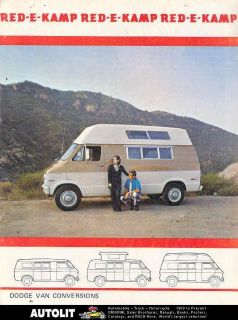 1969 red e kamp dodge van camper brochure time left