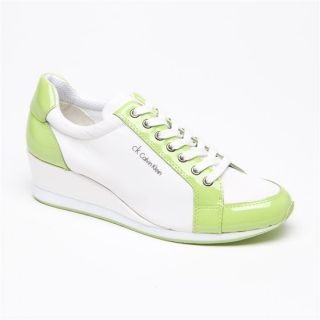 Calvin Klein CK Womens Kelly Patent Leather Trim Wedged Trainer size 