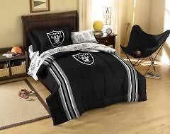 New OAKLAND RAIDERS 5pc Applique Twin Bed in a Bag Set (NFL) Comforter 