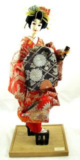 Japanese Courtesan OIRAN vintage Nishi Doll Woman in Red Kimono 19