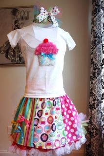 custom boutique pageant cupcake birthday dress tutu skirt shirt sz 4 5 