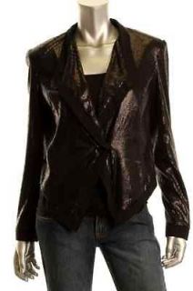 INC NEW Mod Black Sequined Drape Front Long Sleeve Casual Blazer 