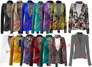 New Women One Button Front Animal Line Ponte Ladies Blazer/ Jacket 