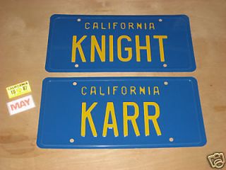   Rider *Metal Stamped* KITT & KARR License Plate Combo & Sticker Kit