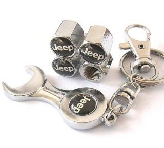  Tire Valve Stems Dust Caps Covers Wrench Keychain Refit Chrysler Jeep