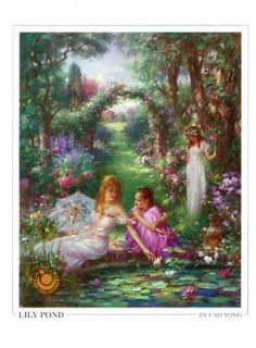 cao yong postcard art lilly pond romantic garden flower time