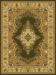 TRADITIONAL tan GREEN beige KERMAN bordered PERSIAN medallion AREA rug