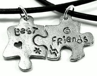 pewter best friends on 20 black leather 2 necklaces one