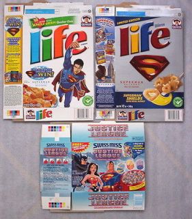   Justice League 2 Life Cereal + Swiss Miss Boxes Batman Wonder Woman