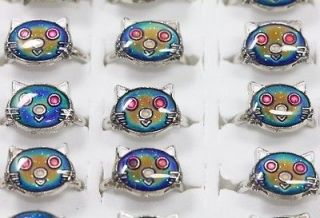 10pcs New Fashion Gift Lovely Cat Changing Color Magic Mood Ring 