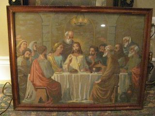 Vintage Framed Last Supper Painting, Awesome Paint by Numbers Piece