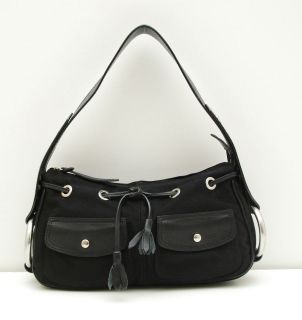 Authentic HOGANS BLACK Fabric with Leather Purse Shoulder Handbag Bag