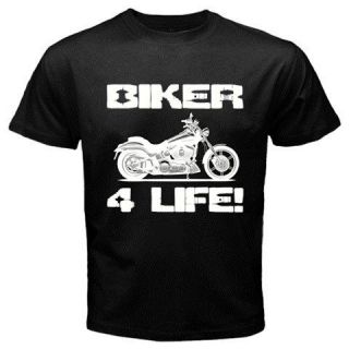 BIKER 4 LIFE motorcycle club gang motorcycle motorbike Black T shirt 