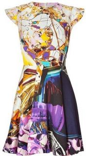 3K MARY KATRANTZOU BABELONA PRINT DRESS 2012 SUMMER UK12 US 8