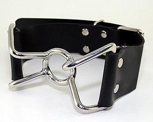 New Adjustable Black LEATHER belt O RING Spider Mouth Gag Harness