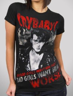 Johnny Depp Cry Baby Want Him Womens T Shirt NEW Black