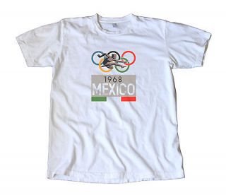 Vintage 1968 Mexico Olympics Decal T Shirt   Track, Running, Cycling 
