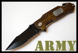 Army Tactical Spring Assisted Open Rescue Pocket Knife   Military 