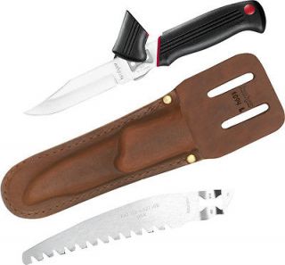 Kershaw Knives Hunters Blade Trader 2 Blade Knife W/Leather Sheath New 