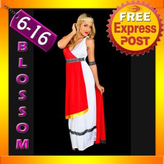 E64 Ladies Roman Toga Robe Greek Goddess Fancy Dress Halloween Party 