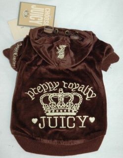 Juicy Couture Brown Preppy Royalty Velour Dog Hoodie Clothes