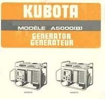 KUBOTA GENERATOR A5000B 3 120 Y and AV4500 3Y GL6500S Manual Parts 