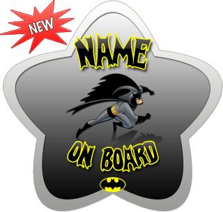 Personalised Star Shaped Batman Child/Baby on Board Car Sign New 