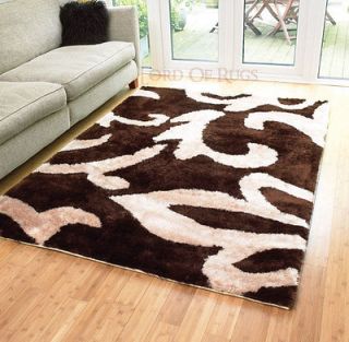 XLarge Soft Silky Luxurious Shaggy Rug in Brown Gold 160 x 220 cm (53 
