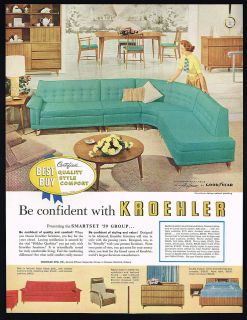 1958 Kroehler Sofa Chair Furniture Smartset 59 Guard Vintage Print Ad