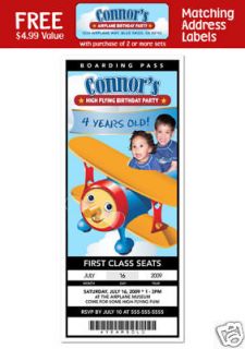 airplane jet 1st birthday party ticket invitations one day