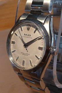 ROLEX OYSTER PERPETUAL MENS SS STAINLESS STEEL 1955 WATCH MODEL 6565 w 