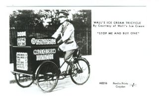 pa1126   Pamlin   man on Walls Ice Cream tricycle   postcard