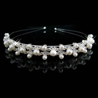 Bridal Rhinestone Faux pearl headpiece crystal Hair tiara Comb HR165