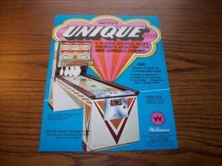 1974 united unique shuffle game bowler flyer brochure 