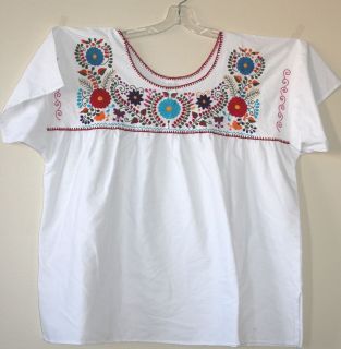 2X 3X Plus Size Mexican Blouse Peasant Top Smock Embroidered
