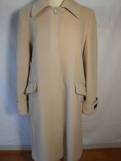 LARRY LEVINE Lambswool & Cashmere Beige Classic Winter Coat Size 12
