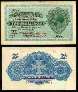 Malta. One Shilling Overprint, A/1 16880, 20 11 1918, (Issued 1940 