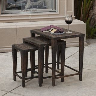 outdoor patio furniture set of 3 nested pe wicker tables returns 
