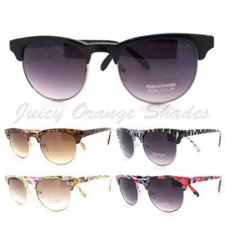 Womens Keyhole Sunglasses Half Horn Rim Super Cute Prints 5 Colors New