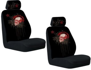   Black Maroon Red Mohawk Skull Head Skeleton Auto Car Seat Covers