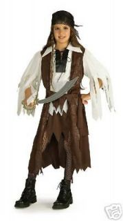   Girl Brown Caribbean Pirate Queen Costume Dress Vest Small 4 5 6