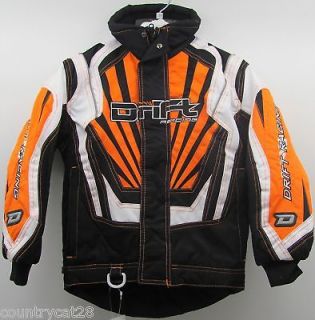 Drift Racing Youth Authority Jacket   10 Youth   Orange   Snowmobile 