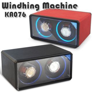 TIME TUTELARY KA076 PU LEATHER AUTOMATIC DOUBLE WATCH WINDER FOR TWO 