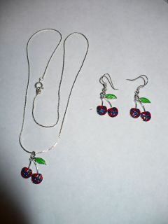 rebel flag cherry necklace and matching ear rings time left