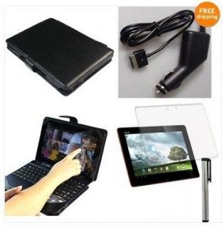   Pad Transformer TF300 Keyboard Leather Case+Film+Styl​us+Car Charger