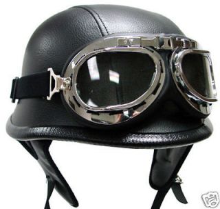 german black leather motorcycle retro dot half helmet ww2 type