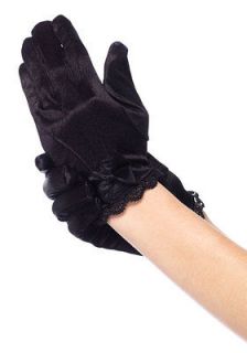 Leg Avenue 4908 Childrens Lace Trimmed Satin Gloves With Bow Accent