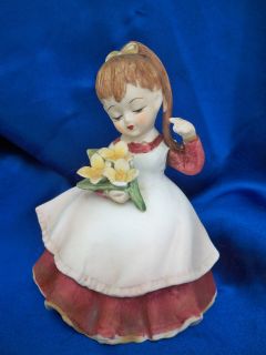 Lefton Signed Geo. Z. Lefton KW 4200 Girl With Yellow Flowers